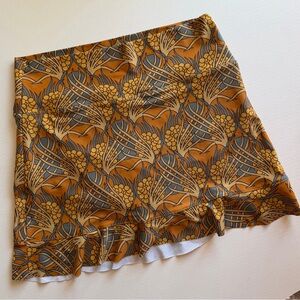 Albion "Golden Hour" High-Waist Swim Skirt Retro Floral Yellow Blue Orange Sz XL